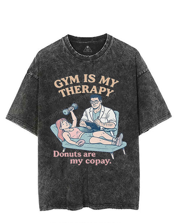 GYM IS MY THERAPY DONUTS ARE MY COPAY VINTAGE GYM SHIRT