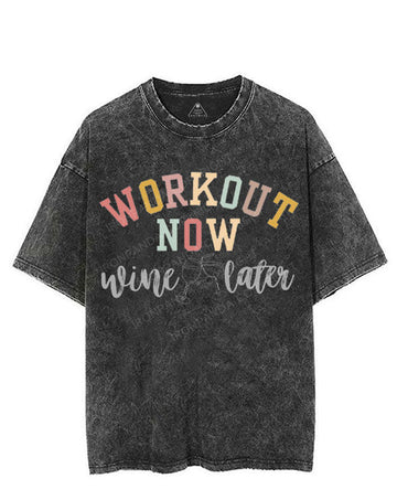 WORKOUT NOW WINE LATER VINTAGE GYM SHIRT
