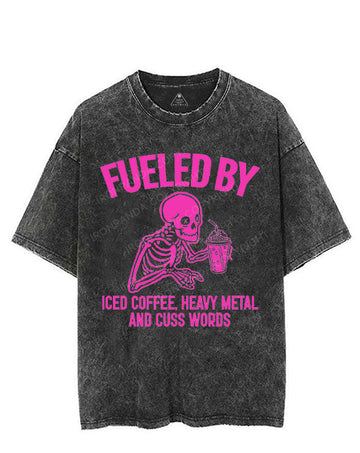 FUELED BY ICED COFFEE, HEAVY METAL AND CUSS WORDS VINTAGE GYM SHIRT