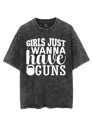 GIRLS JUST WANNA HAVE GUNS VINTAGE GYM SHIRT