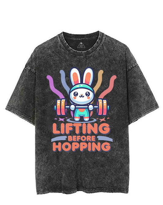 LIFTING BEFORE HOPPING VINTAGE GYM SHIRT