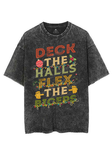 DECK THE HALLS FLEX THE BICEPS VINTAGE GYM SHIRT