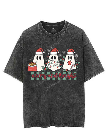 MERRY AND BRIGHT CHRISTMAS GHOST VINTAGE GYM SHIRT