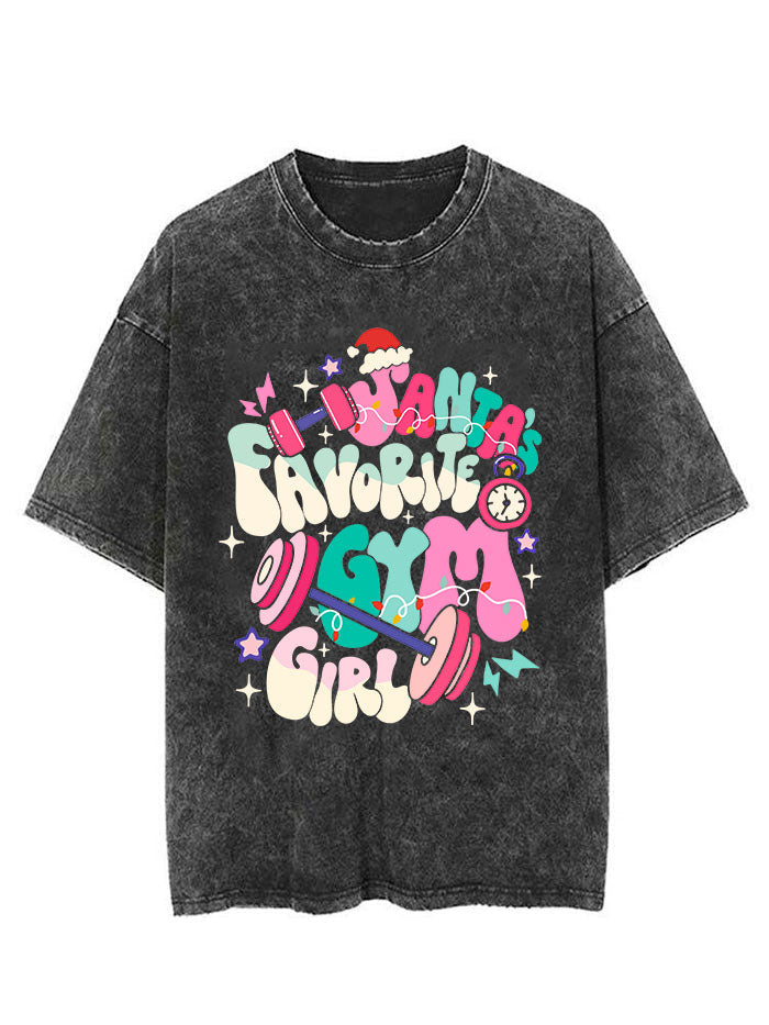 Santa Favorite Gym Girl Vintage Gym Shirt
