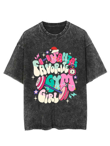 Santa Favorite Gym Girl Vintage Gym Shirt