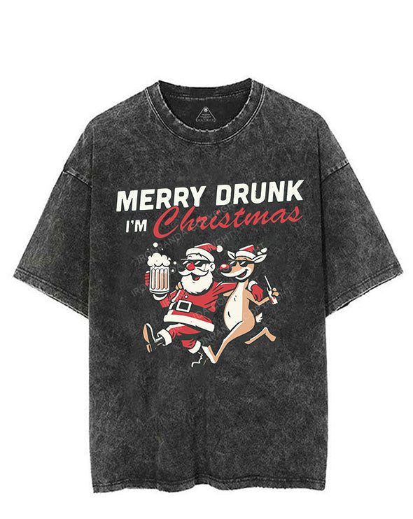 MERRY DRUNK I'M CHRISTMAS VINTAGE GYM SHIRT